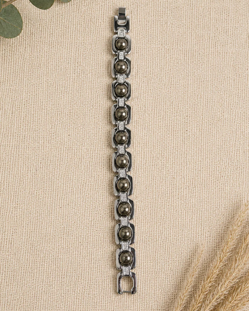 Silver Plated Pyrite Power Bracelet