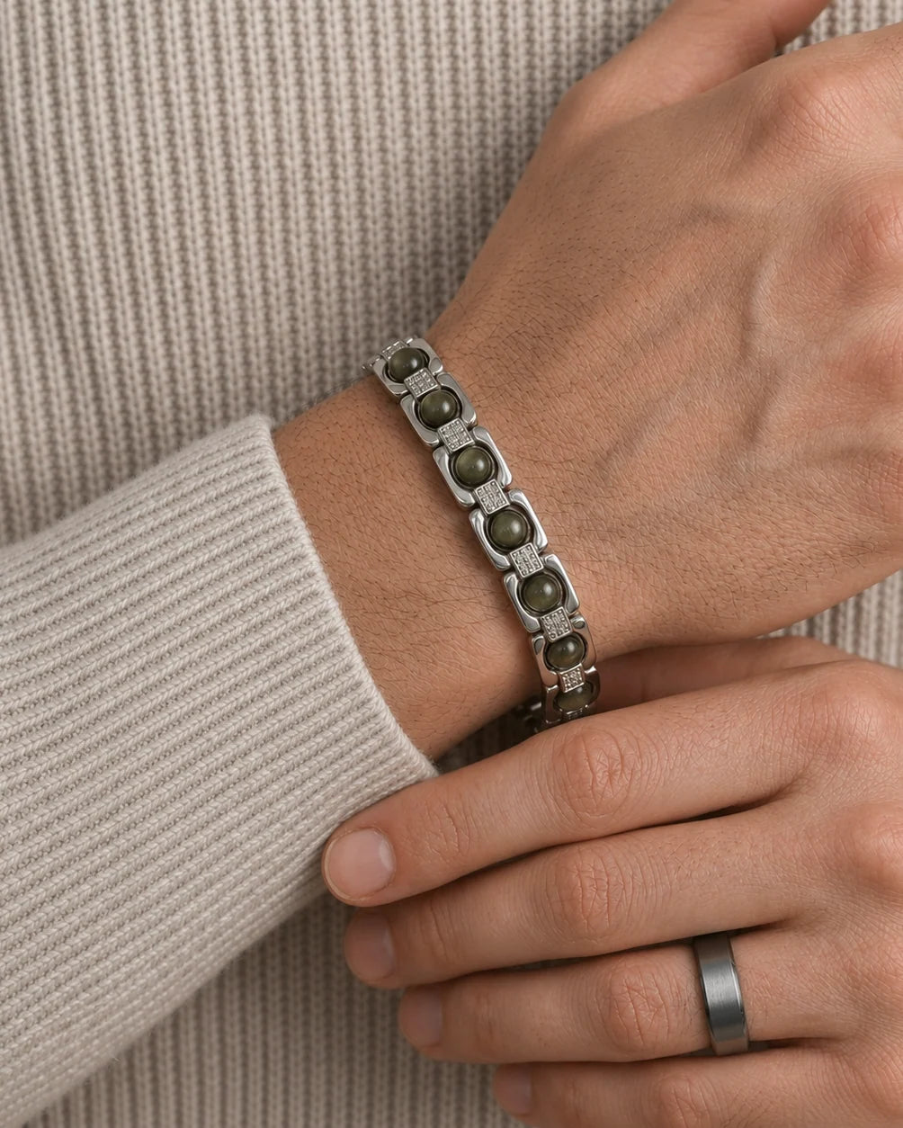 Silver Plated Pyrite Power Bracelet