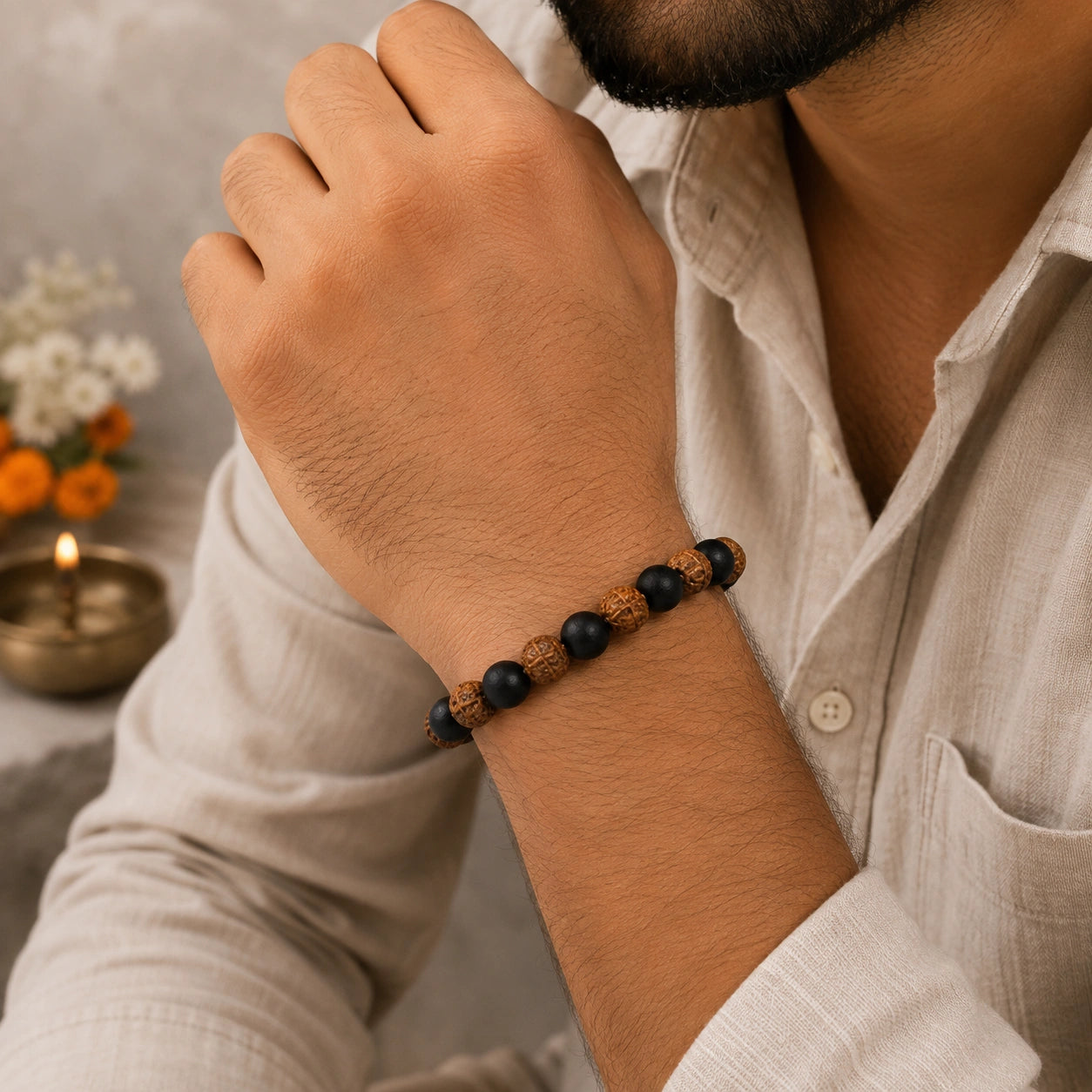 Rudraksha Karungali Bracelet | Spiritual Protection Beads Band