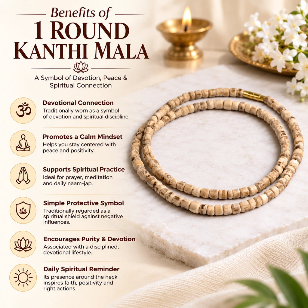 🌿 Divine Protection Combo 5 Mukhi Rudraksha + Tulsi 1 Round Kanthi Mala