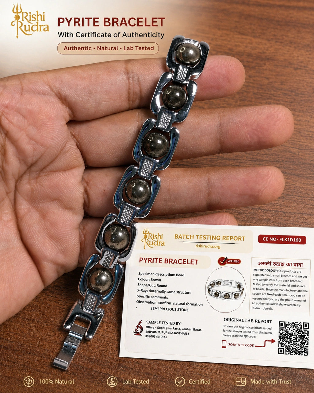 Silver Plated Pyrite Power Bracelet