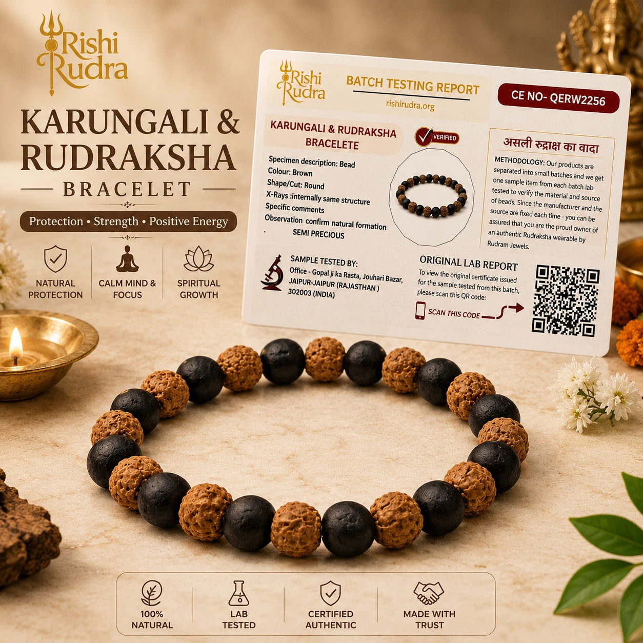 Rudraksha Karungali Bracelet | Spiritual Protection Beads Band