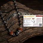 Silver Cap Karungali Mala with karungali Bead & 5 Mukhi Rudraksha