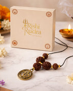 Shiv Raksha Kavach – 4 to 8 Mukhi Rudraksha Protection Mala with Om Locket | Blessed by Lord Shiva