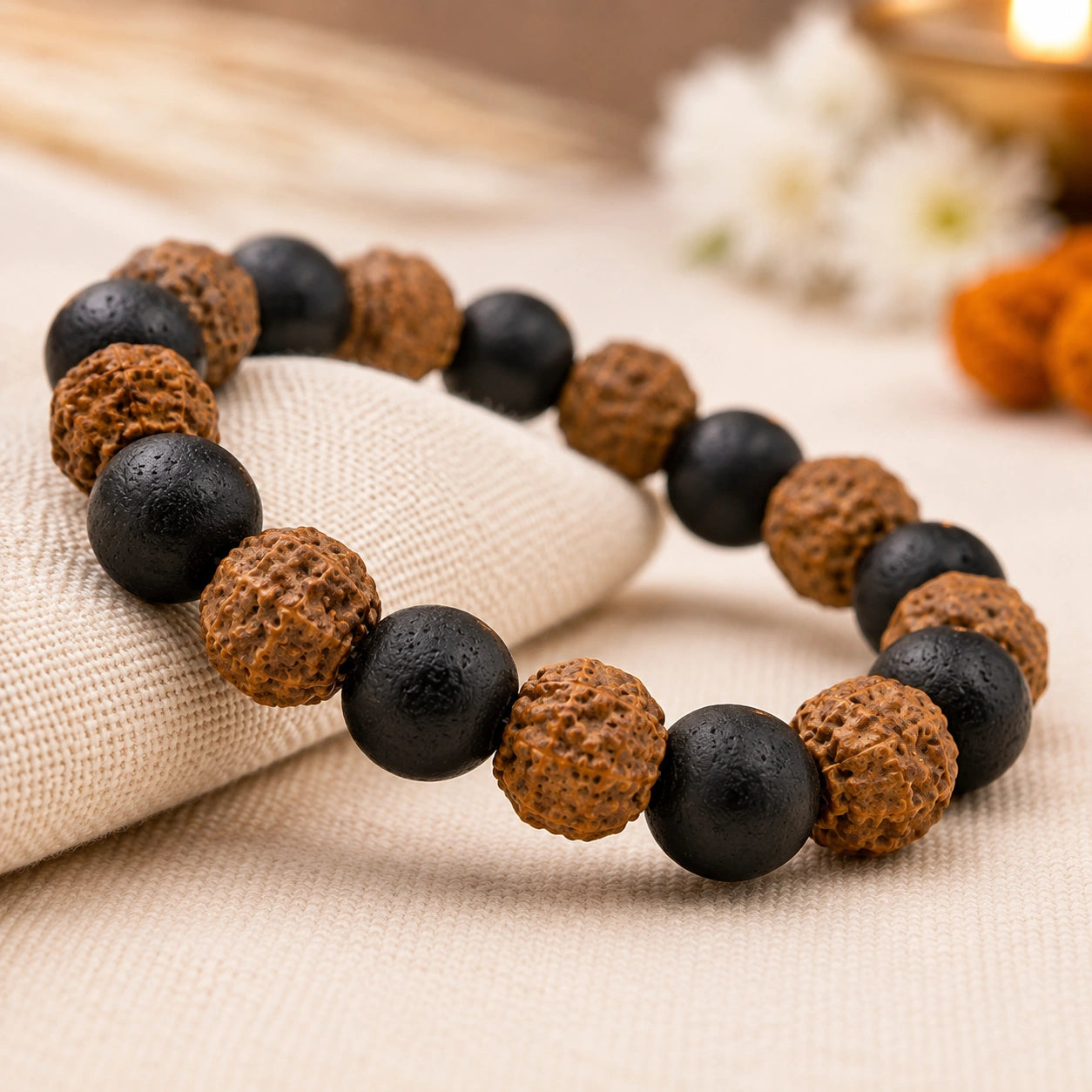 Rudraksha Karungali Bracelet | Spiritual Protection Beads Band