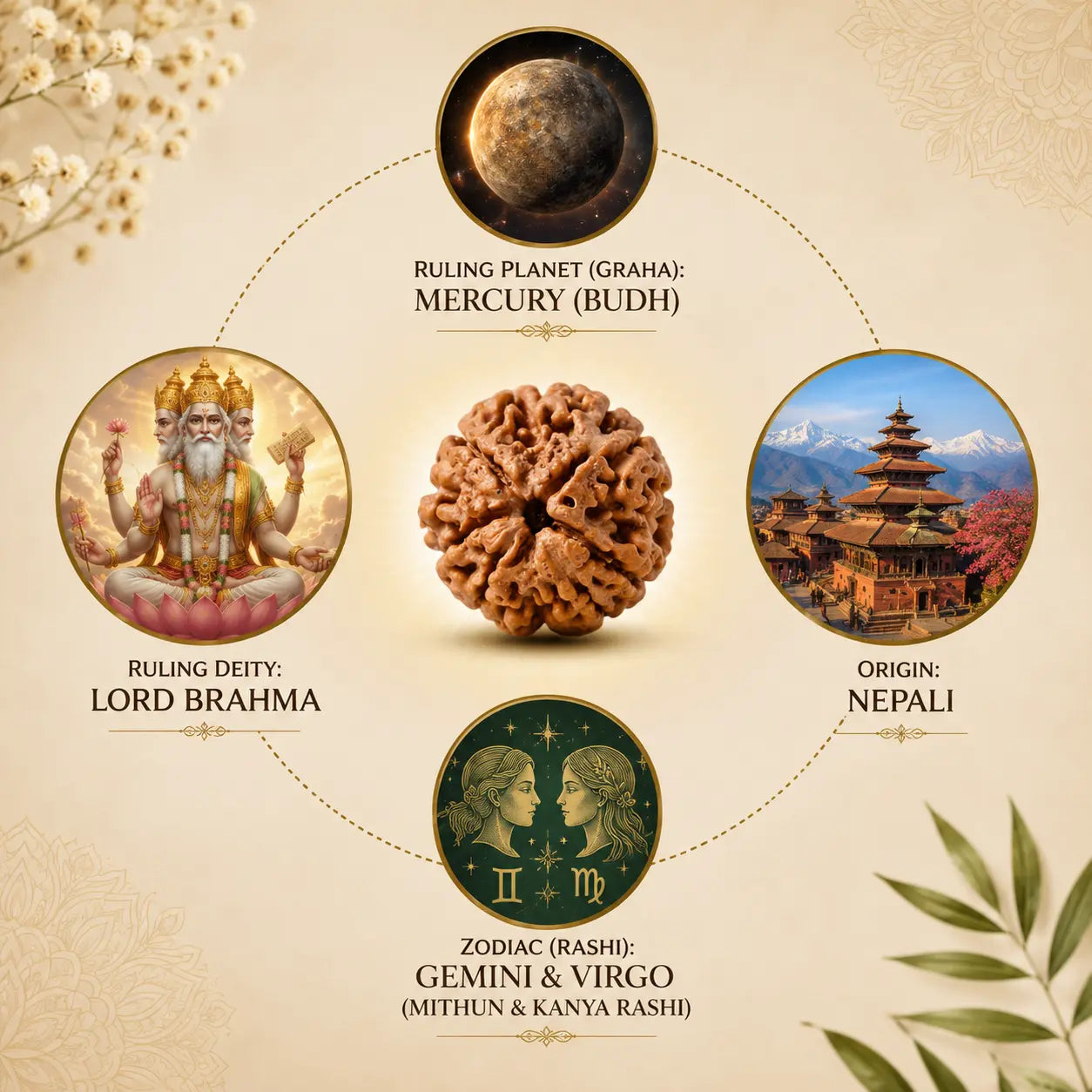 4 Mukhi Nepali Rudraksha – Wisdom of Brahma