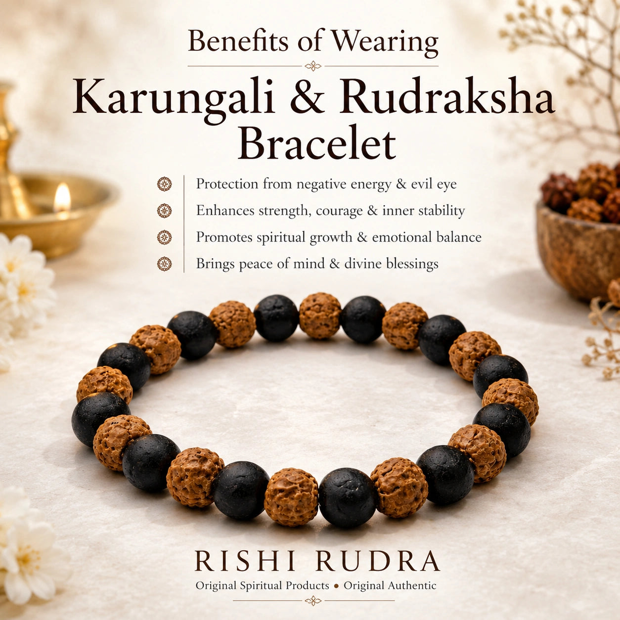 Rudraksha Karungali Bracelet | Spiritual Protection Beads Band