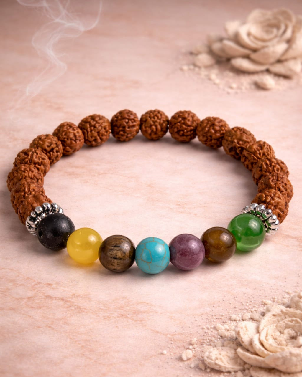 Seven Chakra Rudraksha Bead Bracelet