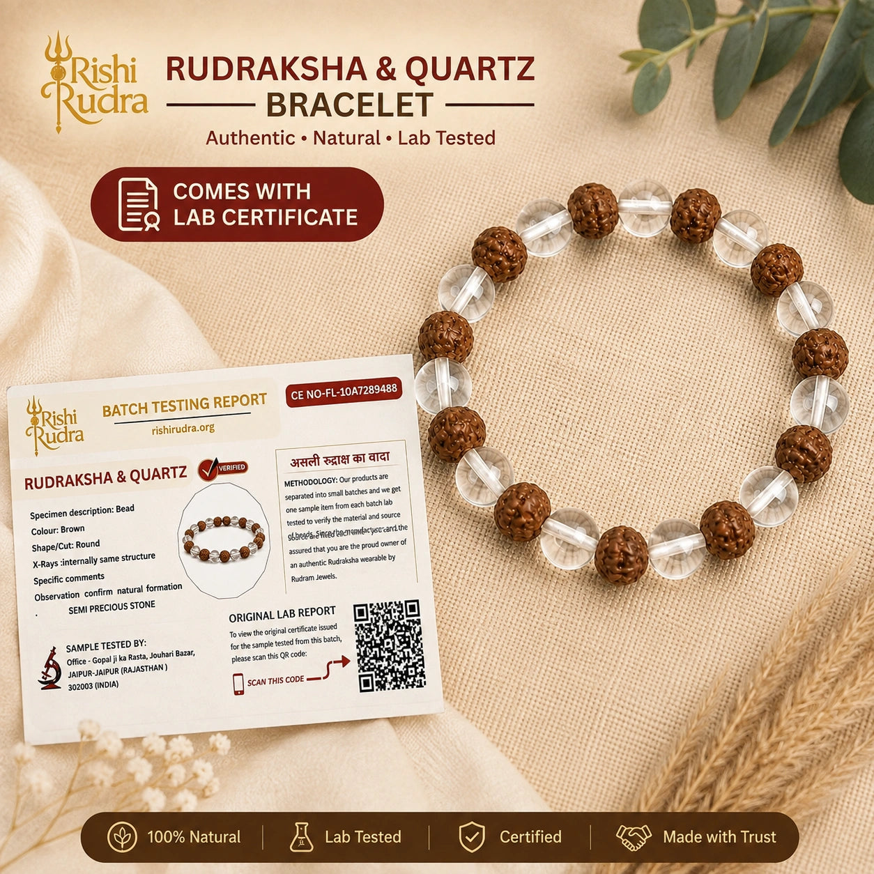Rudraksha Quartz Harmony Bracelet