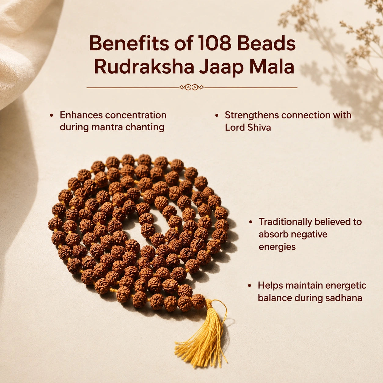 Rudraksha Mala with Tassel