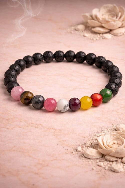 9 Chakra Lava Stone Bracelet – Natural Energy Healing Beads