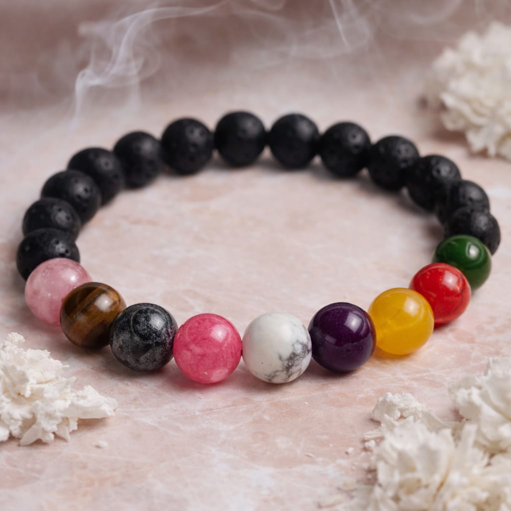9 Chakra Lava Stone Bracelet – Natural Energy Healing Beads