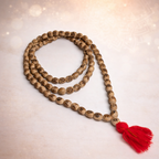Sacred Jaap Tulsi Mala (12 mm) with Radha Engraved Beads – Handcrafted Devotional Prayer Mala
