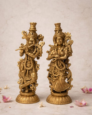 Decorative Brass Radha Krishna Statue – Divine Love Symbol Idol(Height: 12 cm | Breadth: 8 cm)