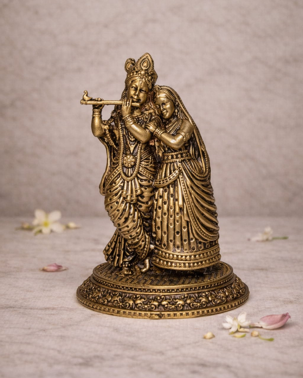 Traditional Radha Krishna Brass Statue – Sacred Idol (Size: 4.5 inch height × 3 inch width)