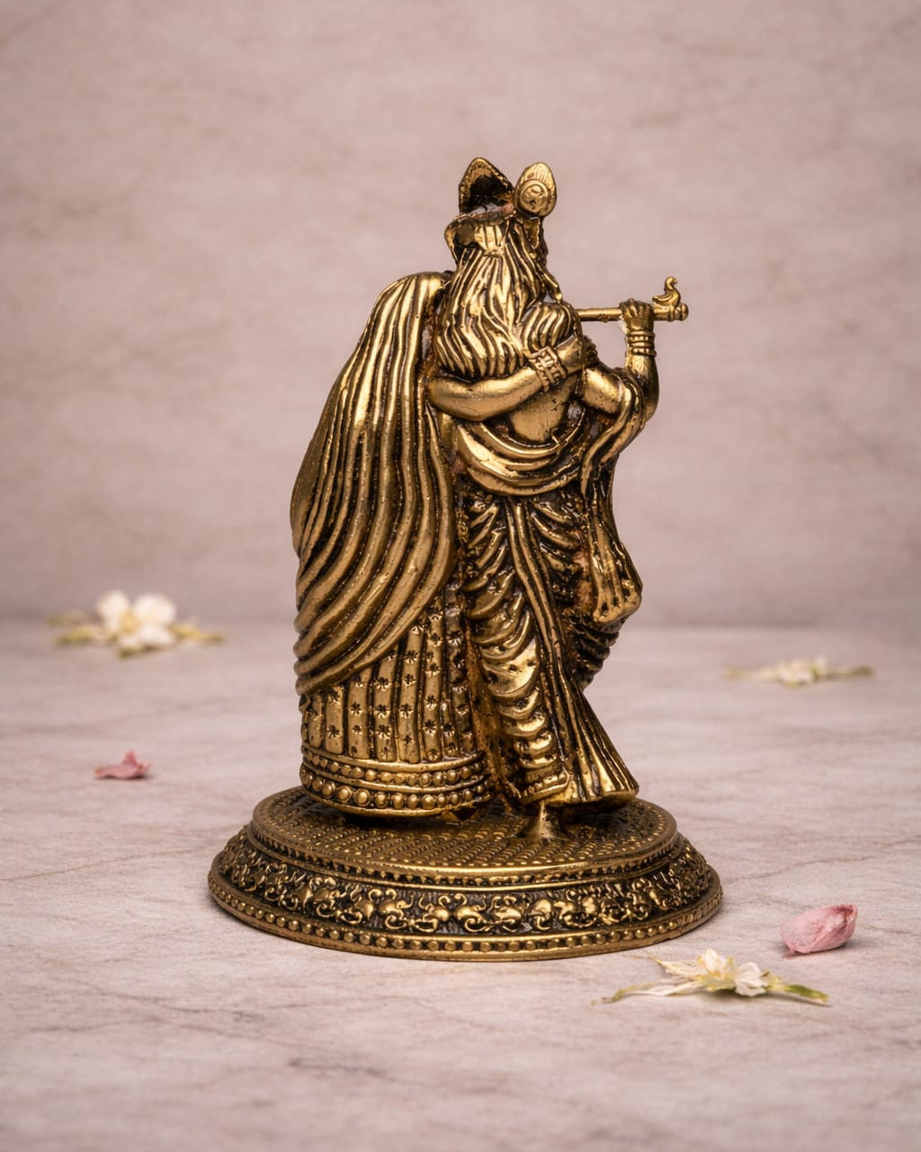 Traditional Radha Krishna Brass Statue – Sacred Idol (Size: 4.5 inch height × 3 inch width)