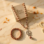 Sacred Protection Combo – 5 Mukhi Bracelet + Trishul Rudraksha Mala