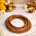 Three Round Chandan Kanthi Mala | Natural Sandalwood Beads | Traditional Spiritual Necklace