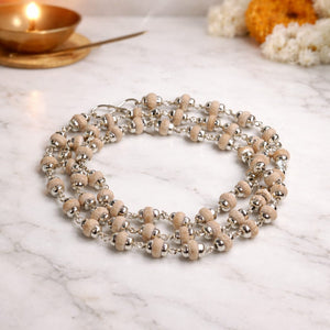 Premium Devotional Mala – 4mm German Silver Finish