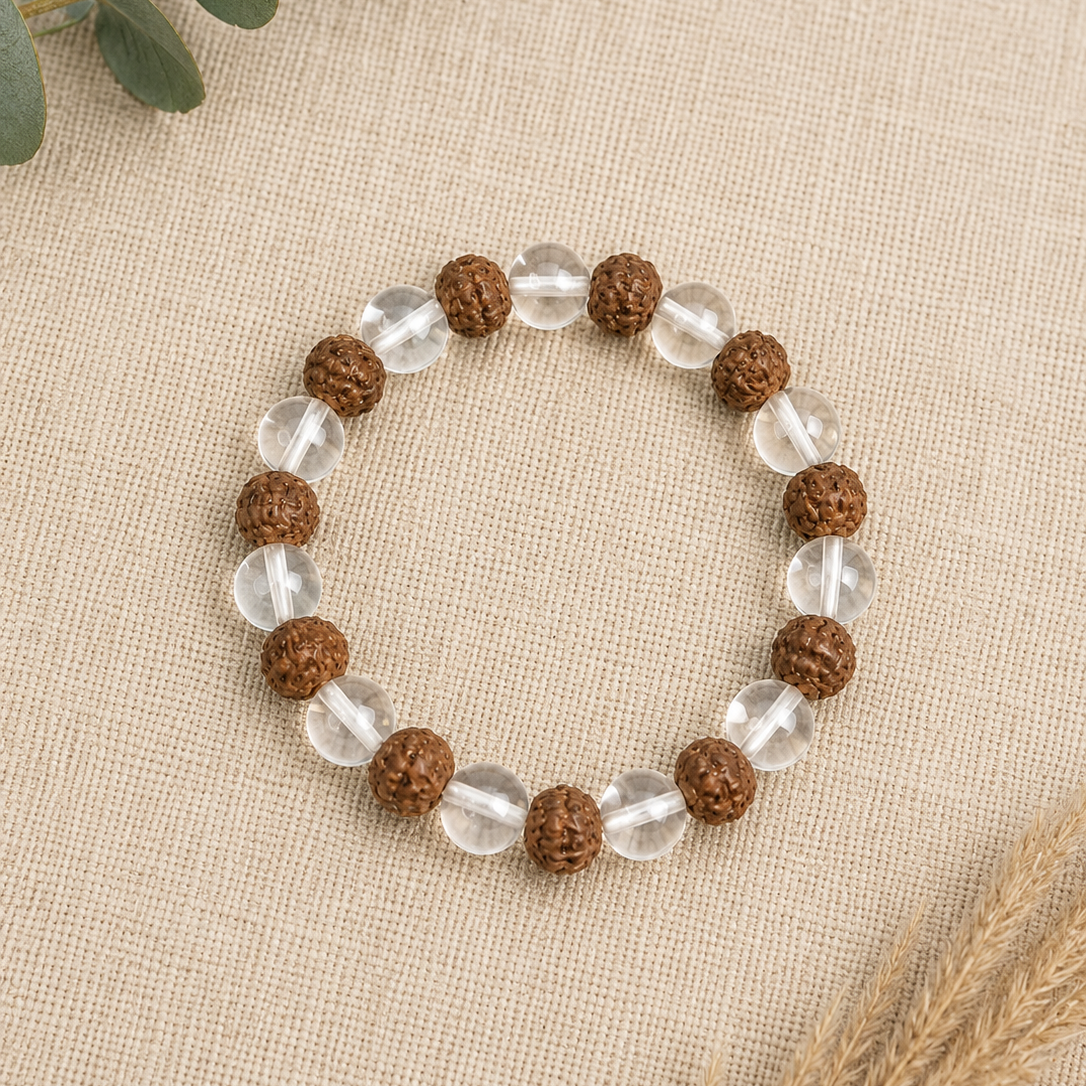 Rudraksha Quartz Harmony Bracelet