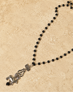 Divine Karungali Mala with Silver Caps, Trishul & Nandi Pendant