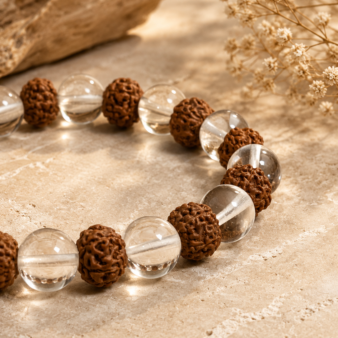 Rudraksha Quartz Harmony Bracelet
