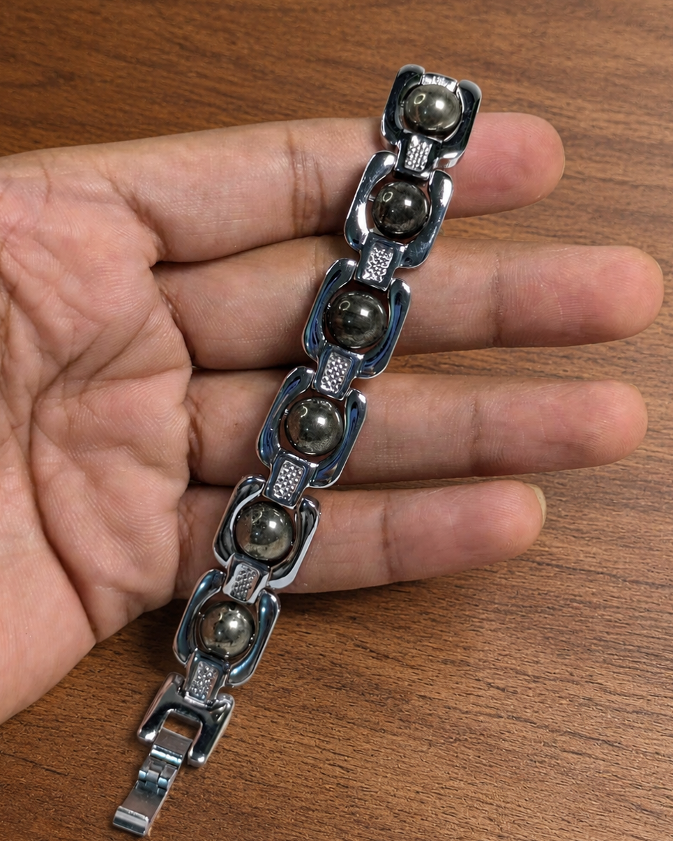 Silver Plated Pyrite Power Bracelet