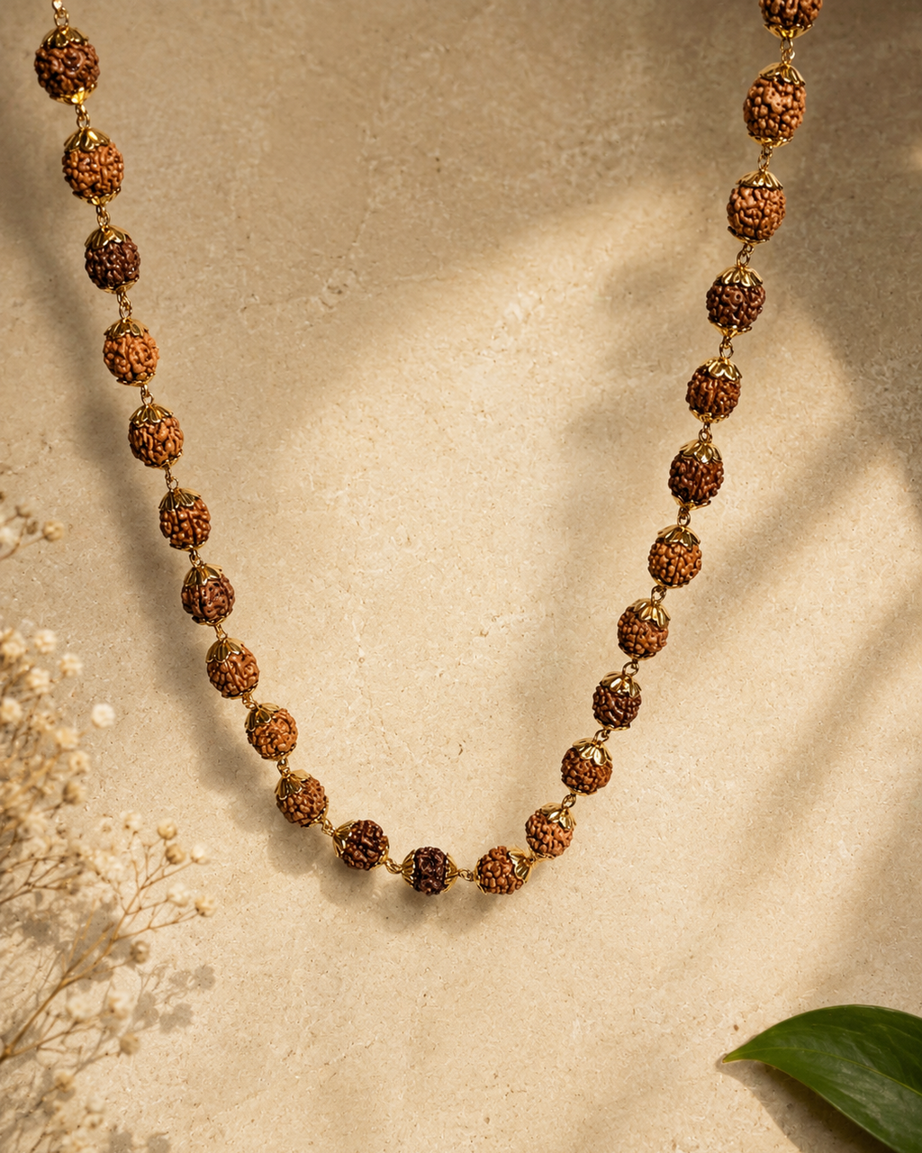 Elegant Gold Plated Rudraksha mala