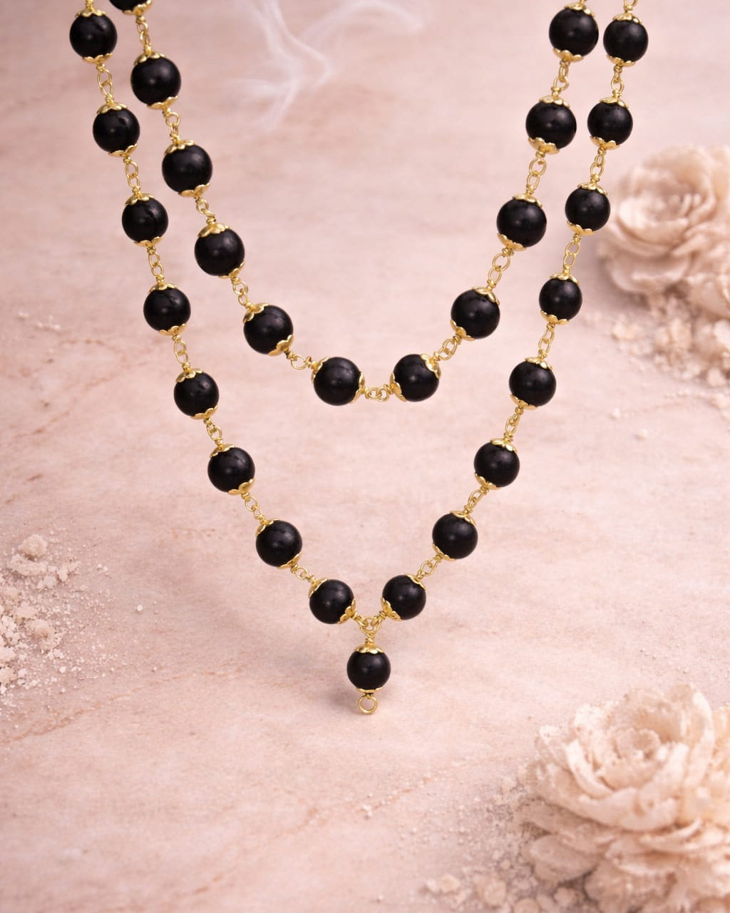 Karungali Golden Cap Mala – Premium Ebony Wood Spiritual Necklace