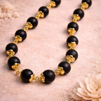 Karungali Golden Cap Mala – Premium Ebony Wood Spiritual Necklace