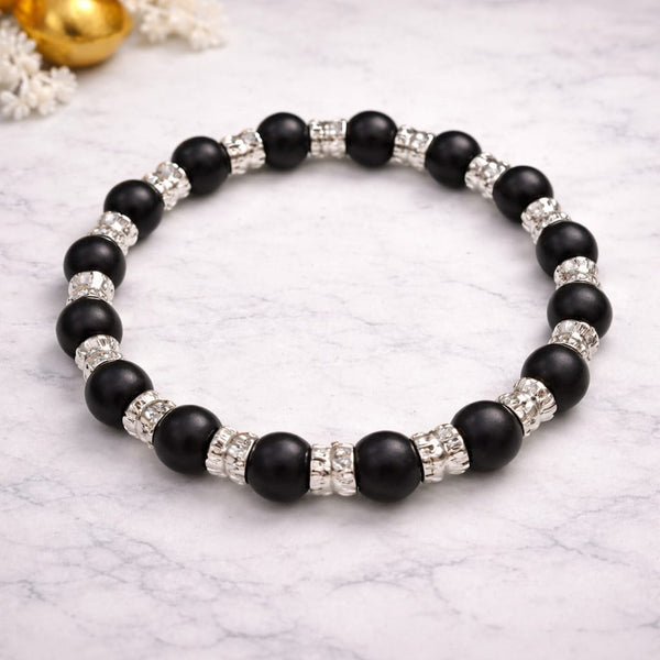 Karungali Bead Bracelet with Silver Caps