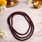 Three Round Laal Chandan Kanthi Mala | Natural Red Sandalwood Beads | Traditional Spiritual Necklace