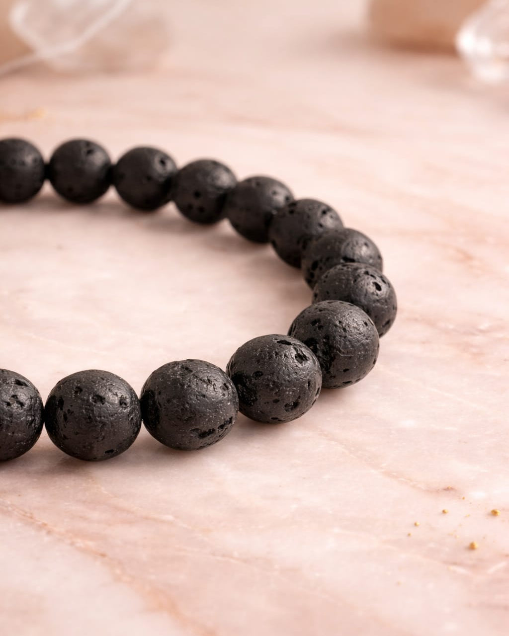 Natural Black Lava Stone Bead Bracelet