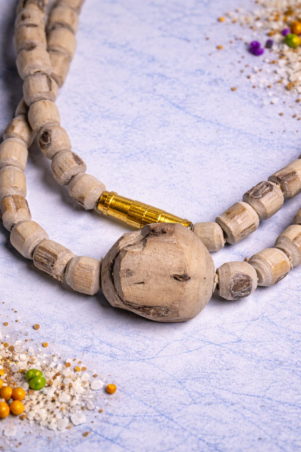 Natural Tulshi Mala with Raw Tulsi Bead Locket – Sacred Holy Basil Necklace