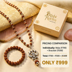 Sacred Protection Combo – 5 Mukhi Bracelet + Trishul Rudraksha Mala