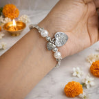 Real Pearl German Silver Bracelet with Heart Charm | Elegant Spiritual Jewelry