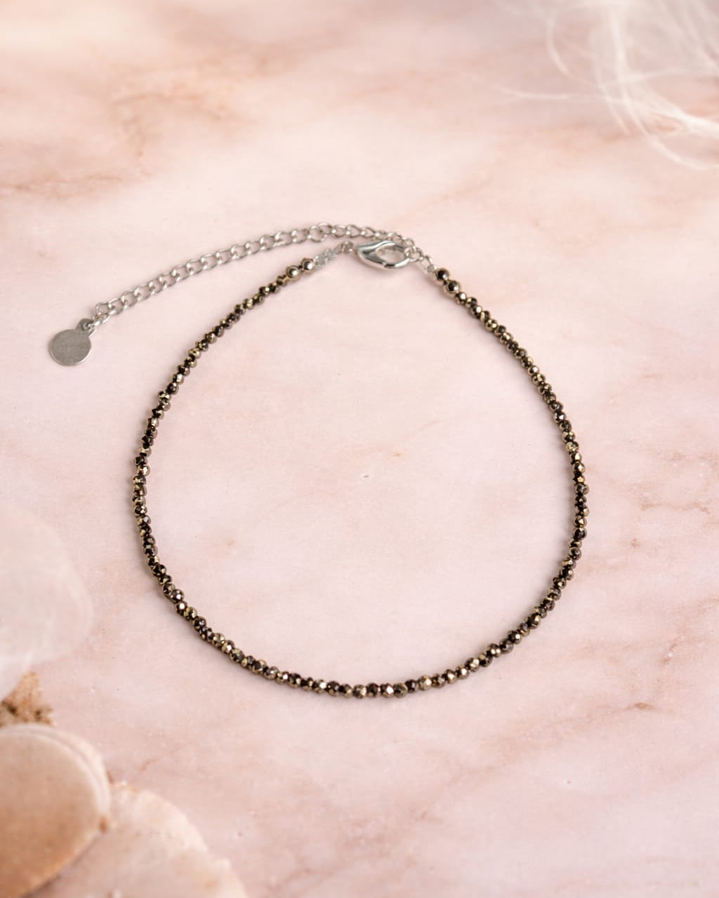 Natural Pyrite Beaded Anklet