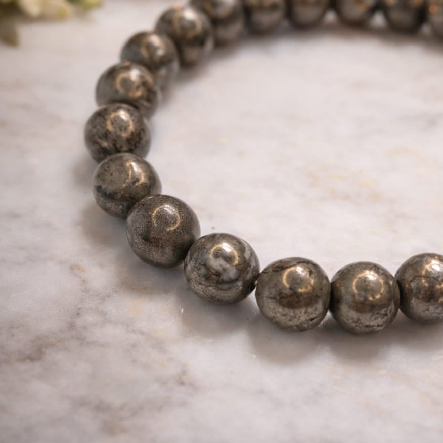 Natural Pyrite Bracelet for Wealth & Success | Unisex Crystal Jewelry