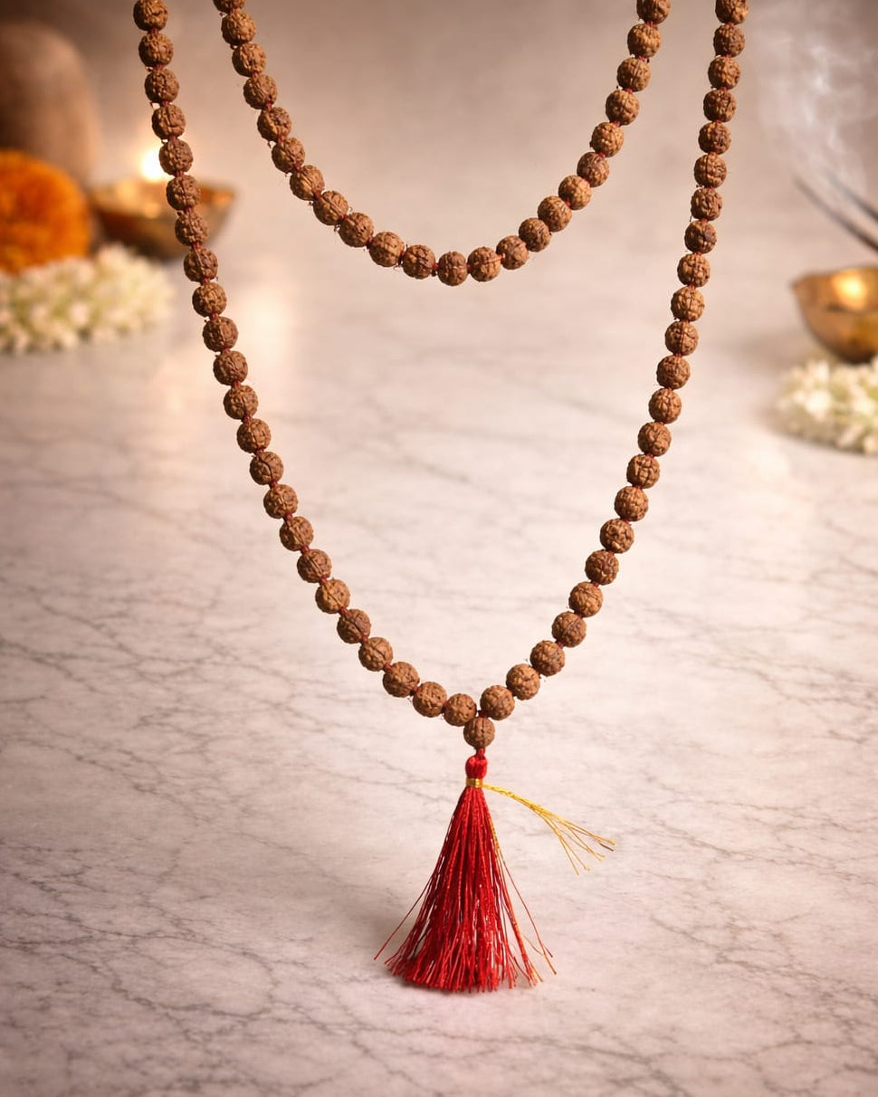 Pure Rudraksha 7mm Bead Mala | Sacred Meditation & Prayer Mala