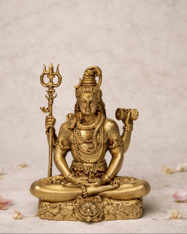 Mini Brass Lord Shiva Murti – Divine Meditation Pose for Home Mandir (Height: 6.5 cm | Breadth: 4 cm):