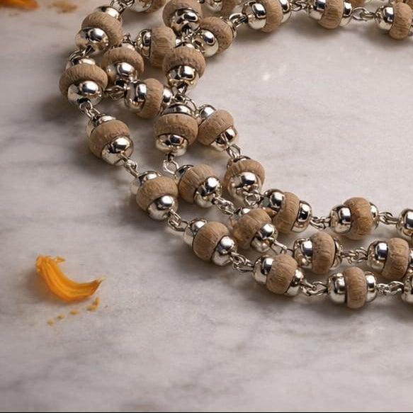 Premium Devotional Mala – 4mm German Silver Finish