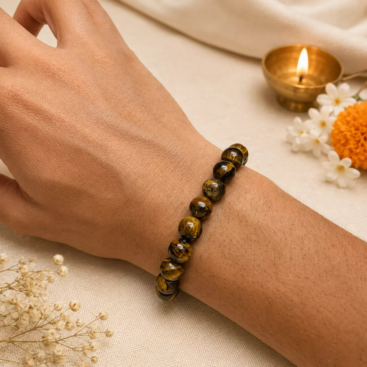 Natural Tiger Eye Bead Bracelet