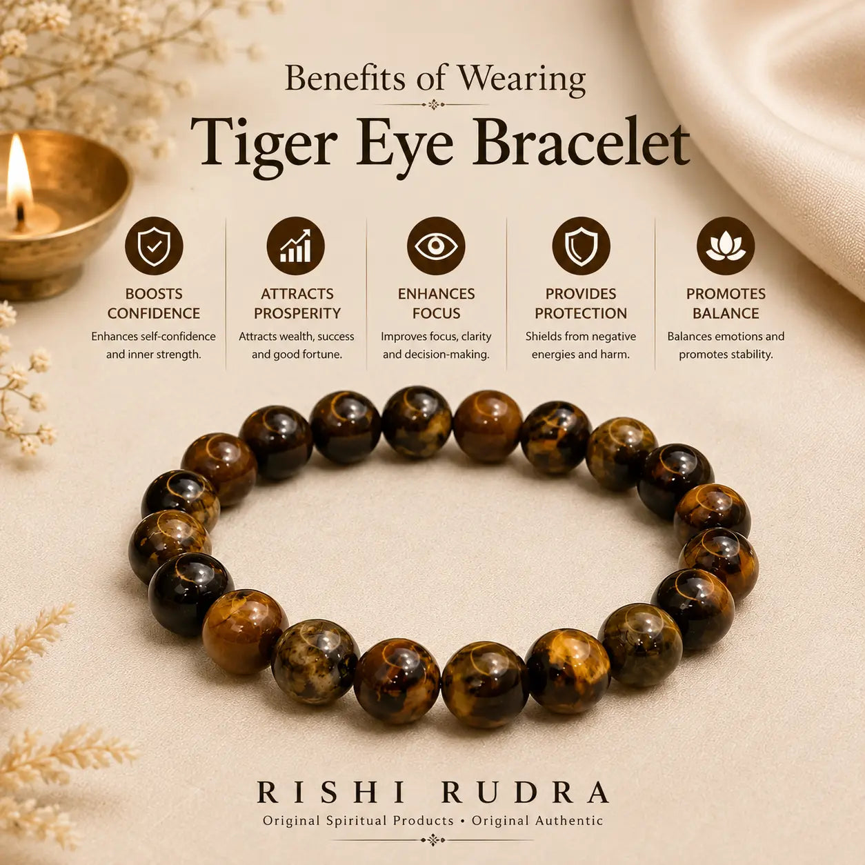 Natural Tiger Eye Bead Bracelet