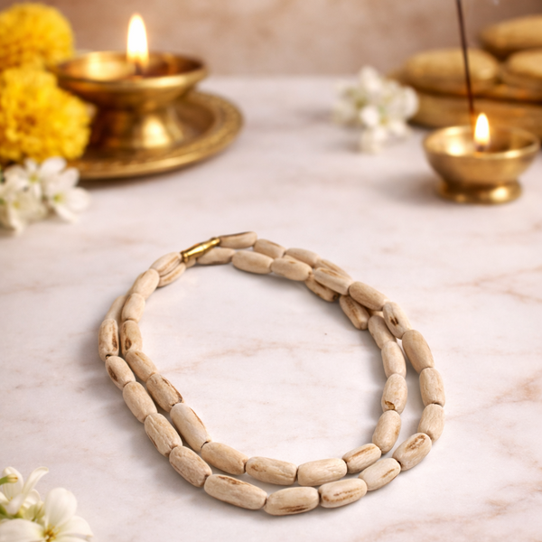 Single Round Tulsi Kanthi Mala | Oval Shape Tulsi Beads | Sacred Vaishnav Neck Mala